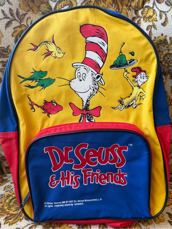 Dr. Seuss Handbags - Vintage Dr. Seuss Yellow, Blue & Red Character Backpack